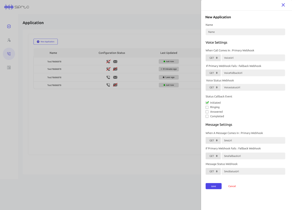 screenshot of SIPRTC CPaaS